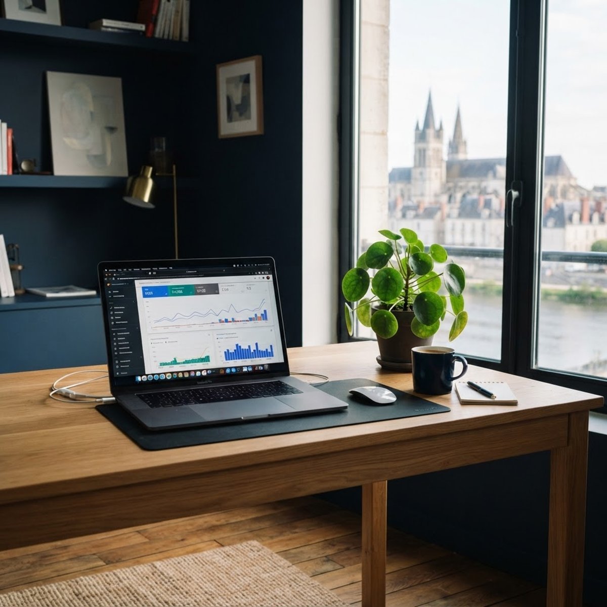 Bureau lumineux avec analyse de données de recherche à Tours